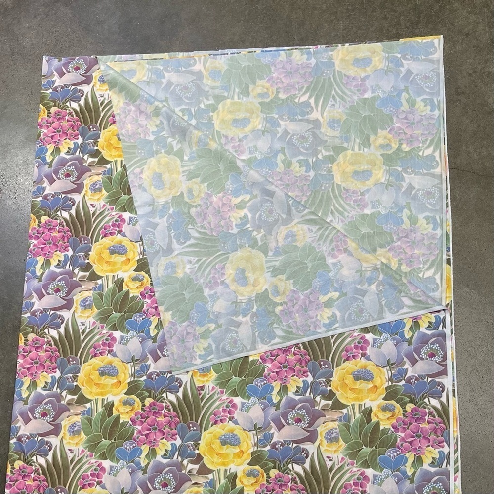 Vintage Floral Fabric ~2.6 Yards Bold Retro Flowers Stretch Knit 70s 80s - Picture 4 of 6